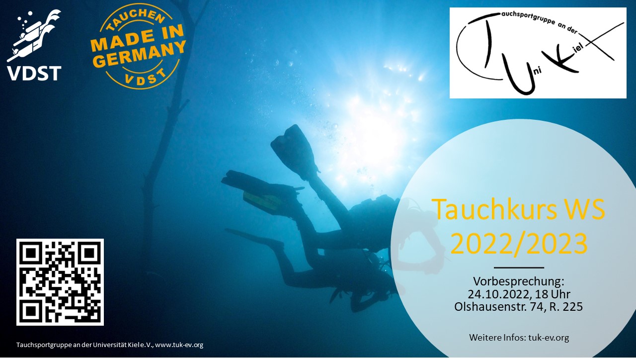 Plakat mit Ankündigung des Tauchkurses